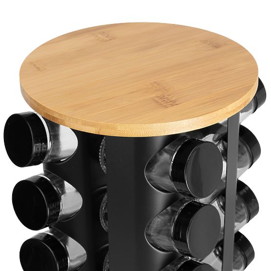 Drehbarer Gewürzständer ROMERO 16 Gläser + 72 Aufkleber