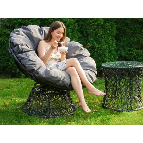 Drehstuhl aus grauem Technorattan TWIST