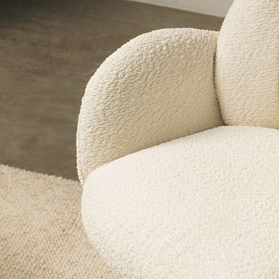 Drehstuhl Casablanca weiß, Bouclé