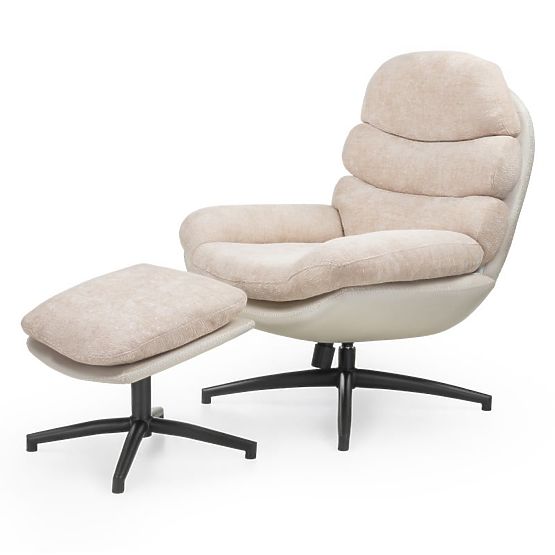 Drehstuhl mit Fußstütze Prima beige