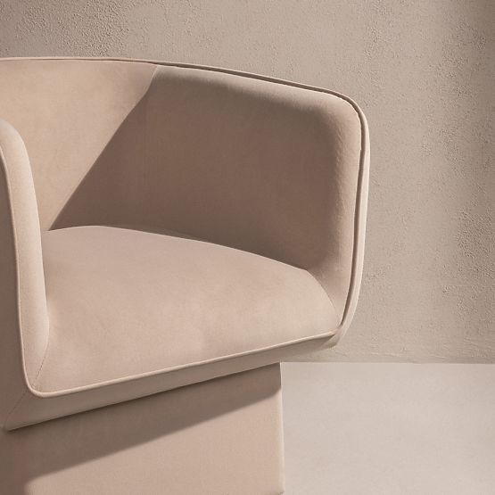 Drehstuhl One hellbeige, Velours