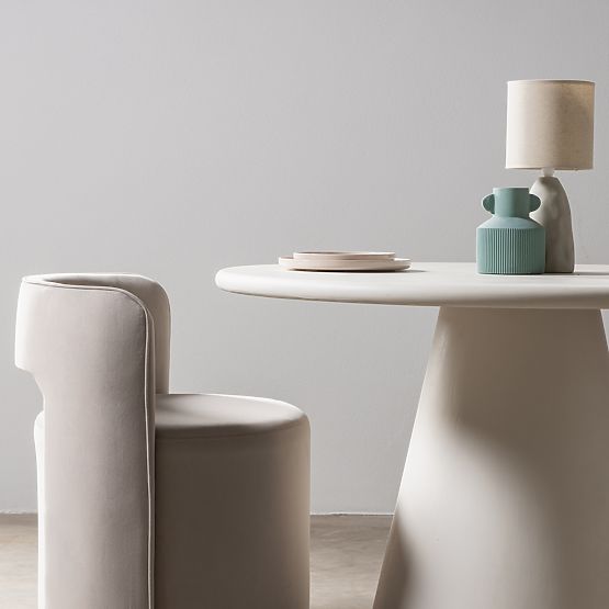 Drehstuhl Raval beige, samt, abgerundet