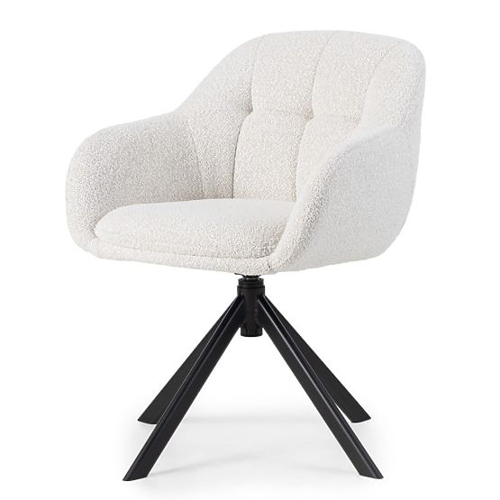 Drehstuhl Santos beige-creme/schwarze Beine