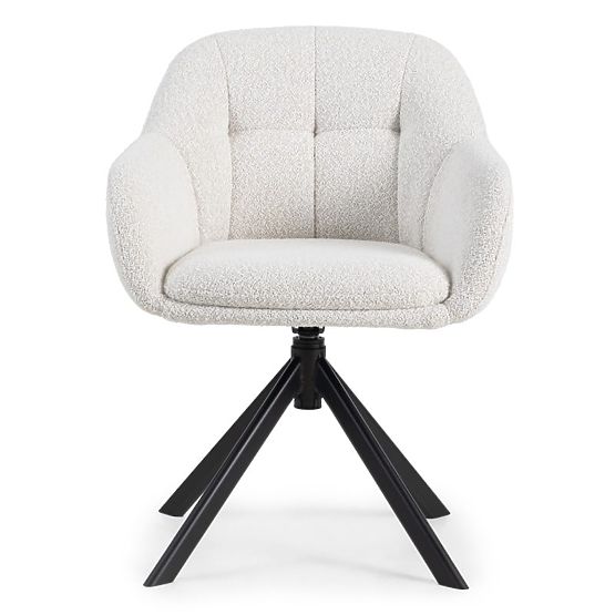 Drehstuhl Santos beige-creme/schwarze Beine