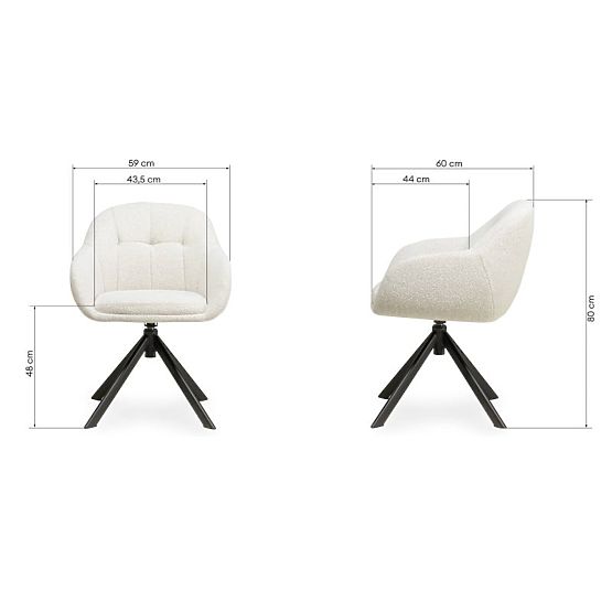 Drehstuhl Santos beige-creme/schwarze Beine