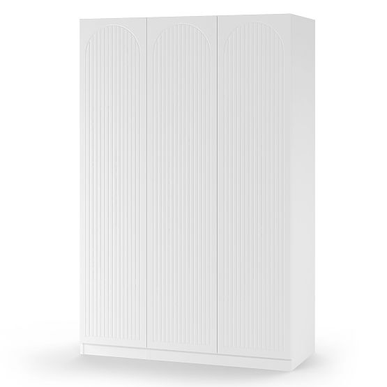 Dreiflügeltüriger Schrank Neroli, Rillen im Bogen, weiß