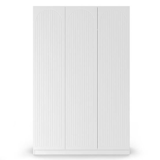 Dreiflügeltüriger Schrank Neroli, Rillen im Bogen, weiß