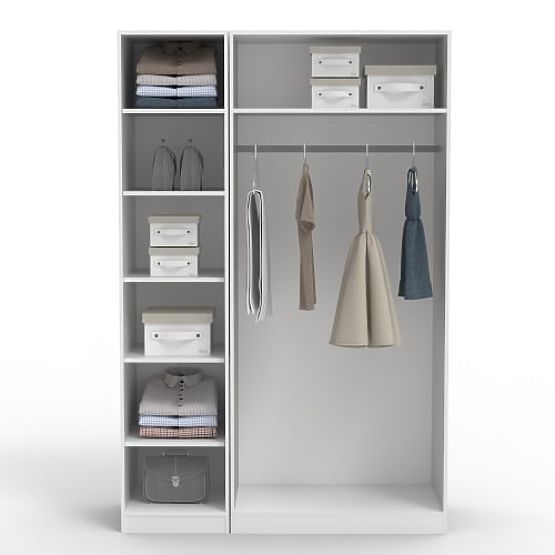 Dreiflügeltüriger Schrank Neroli, Rillen im Bogen, weiß