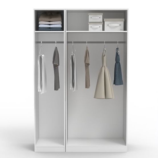 Dreiflügeltüriger Schrank Neroli, Spiegel/einfache Rillen, weiß