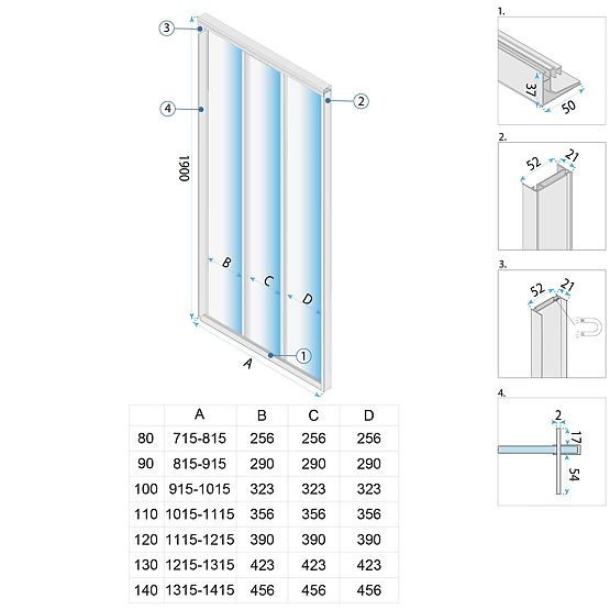 Duschabtrennung Rea Alex 90