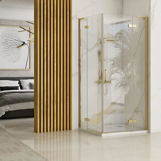Duschkabine REA Hugo Double 100x100 Gebürstetes Gold