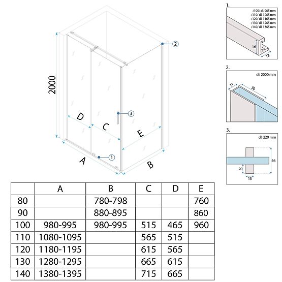 Duschkabine REA Montana Gebürstetes Gold 100x100