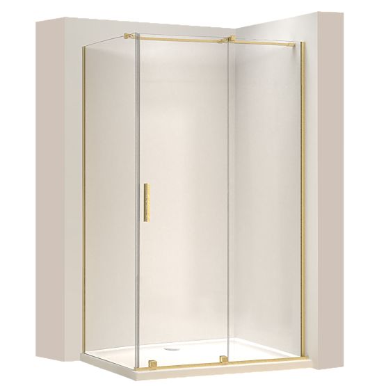 Duschkabine REA Montana Gebürstetes Gold 130x100