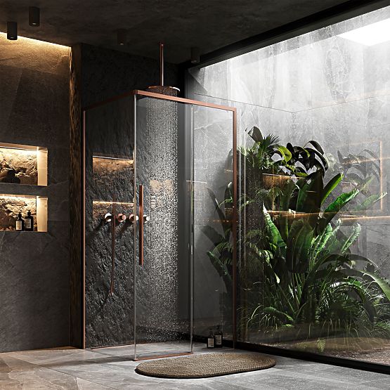 Duschkabine SOLAR Gebürstetes Kupfer 90x90