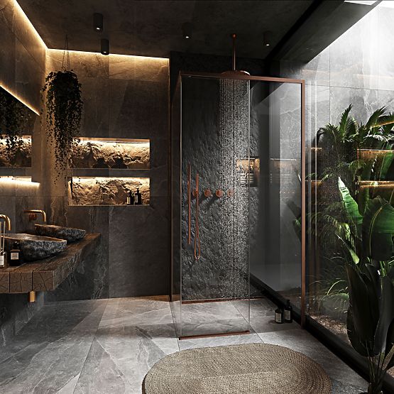 Duschkabine SOLAR Gebürstetes Kupfer 90x90