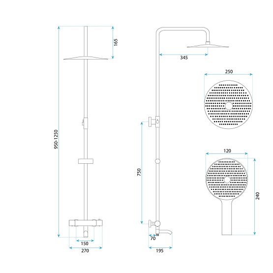 Duschset mit Thermostat Rea Lungo Diamond Chrom