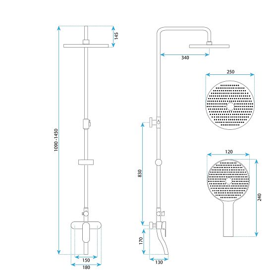 Duschset Rea DROP Gebürstetes Kupfer