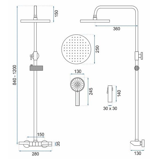 Duschset REA Savio mit LED-Display Schwarz