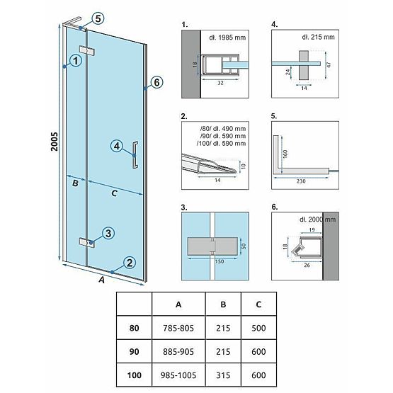 Duschtüren Rea Hugo 100 Kupfer Gebürstet