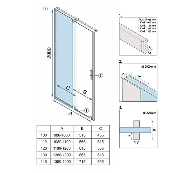Duschtüren Rea Montana 120 Gold gebürstet