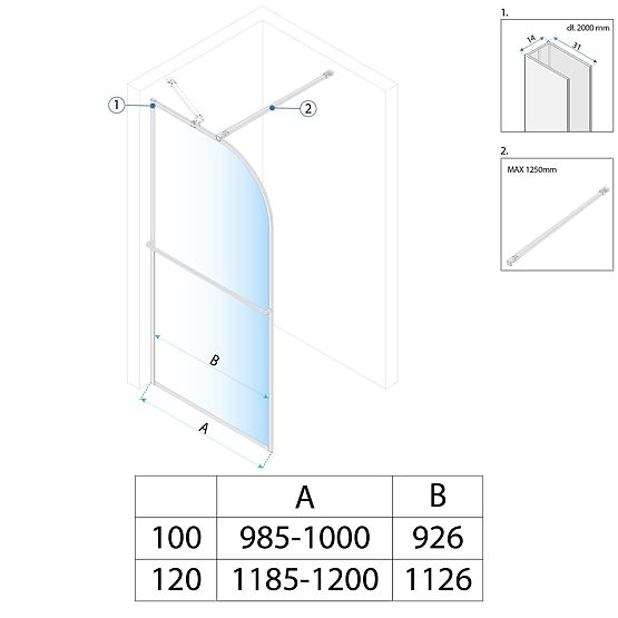 Duschwand Rea Sky Brush Gold 100