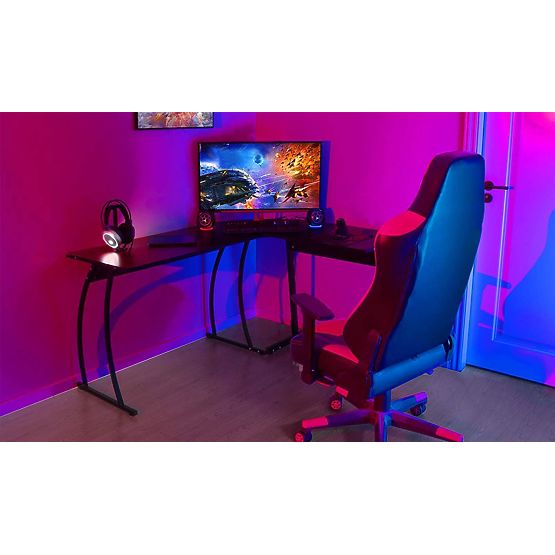Eck-Gaming-Bürotisch LOFT Schreibtisch schwarz
