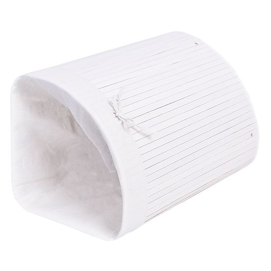 Eckiger Bambus-Wäschekorb mit weißem Deckel