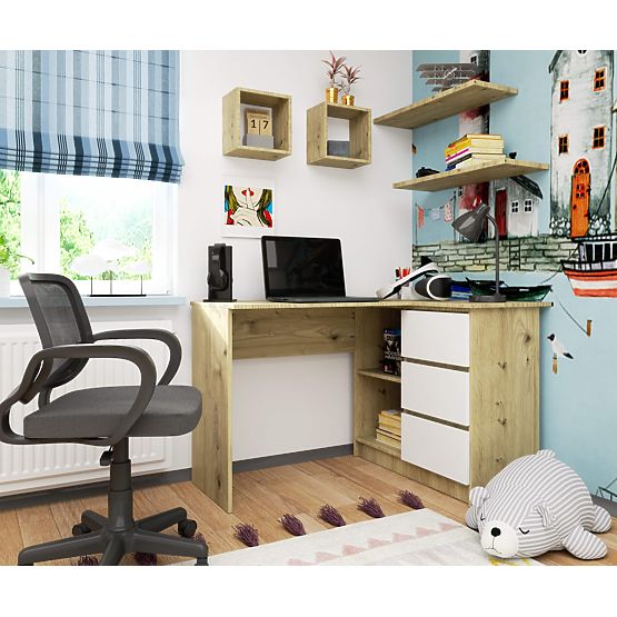 ECKSCHREIBTISCH B16 CLP RECHTS ARTISAN EICHE / WEISS