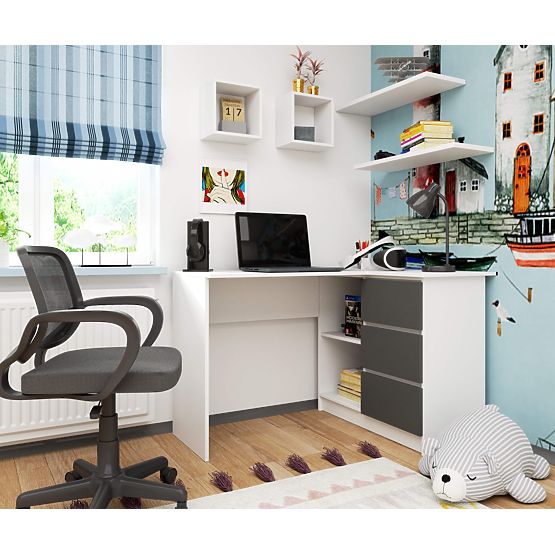 ECKSCHREIBTISCH B16 CLP RECHTS PK WEISS / GRAU