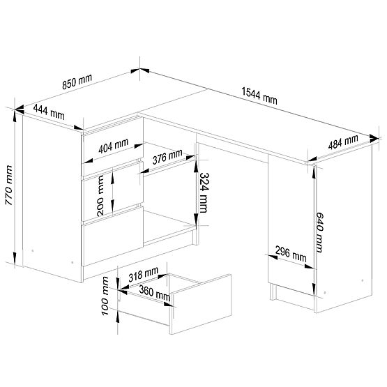 ECKSCHREIBTISCH B20 CLP LINKS PK SONOMA