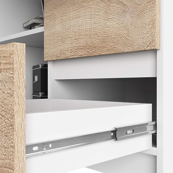 ECKTISCH B16 124 cm RECHTS 3 SCHUBLADEN PK WEISS / SONOMA