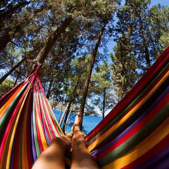 Einzelsitz-Hängematte mit 40 cm Spreizstab 400257 Rot