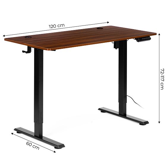 Elektrisch höhenverstellbarer Tisch 120x60 cm, Höhe einstellbar 72-117 cm ModernHome