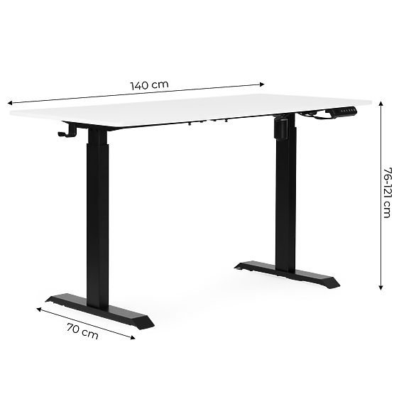 Elektrisch höhenverstellbarer Tisch 140x70 cm, Höhe einstellbar 76-121 cm ModernHome
