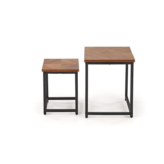 ELZA Set aus 2 Bänken, Nussbaum / Schwarz (1p=1 Stk)