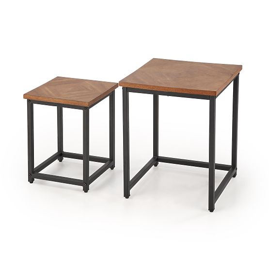 ELZA Set aus 2 Bänken, Nussbaum / Schwarz (1p=1 Stk)