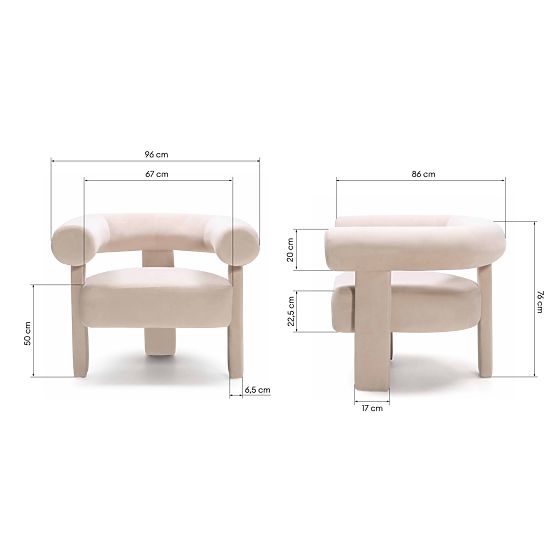 Entspannungssessel Hella hellbeige, samtig, abgerundet