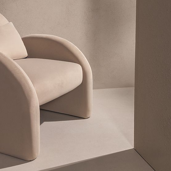 Entspannungssessel Rainbow hellbeige, samt, abgerundet