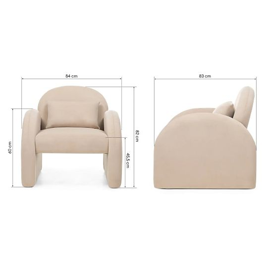 Entspannungssessel Rainbow hellbeige, samt, abgerundet