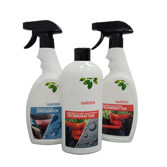 Essgruppe aus Technorattan (runder Tisch + 4 Sessel) MODERNO grau