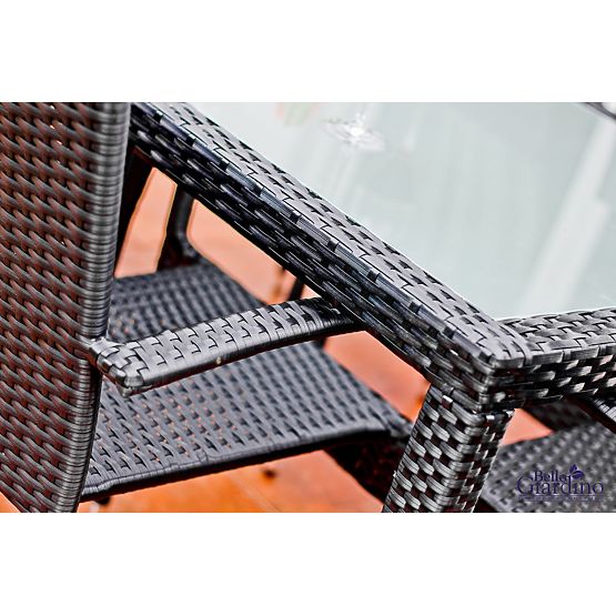 Essgruppe aus Technorattan (Tisch 150×90 cm + 6 × Stühle) AVVICENTE, schwarz