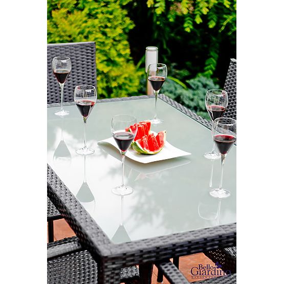 Essgruppe aus Technorattan (Tisch 150x90cm + 6 Stühle) AVVICENTE grau