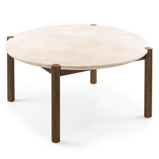 Esstisch Bruna, 150 cm, rund, Eiche Mocha/Marmor Cream