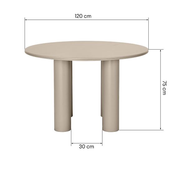 Esstisch Kairo 120 cm, rund, dunkelbeige