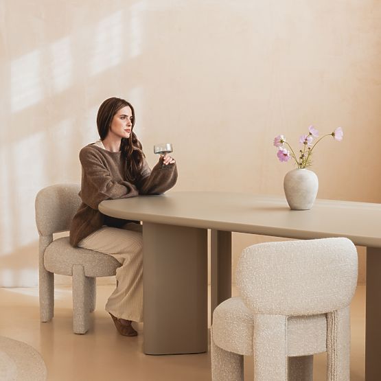 Esstisch Lima 220 cm, dunkelbeige, oval