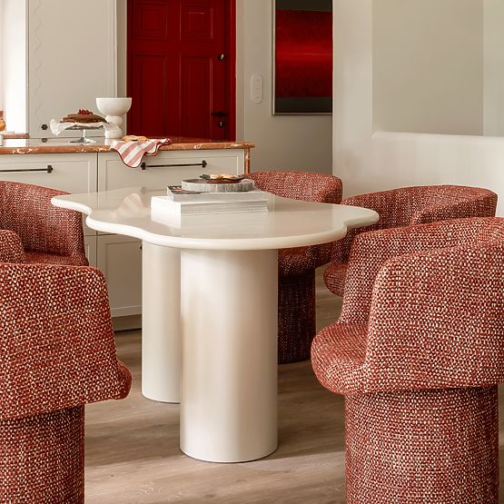 Esstisch Pinar 180 cm, graubeige, abgerundete Formen