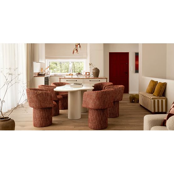 Esstisch Pinar 180 cm, graubeige, abgerundete Formen