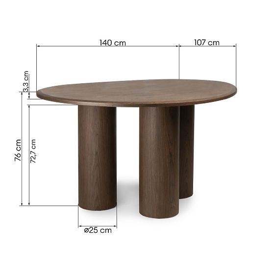 Esstisch Vesper 140 cm, dunkle Walnuss