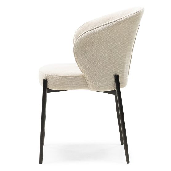 Esszimmerstuhl Avery hellbeige/schwarze Beine
