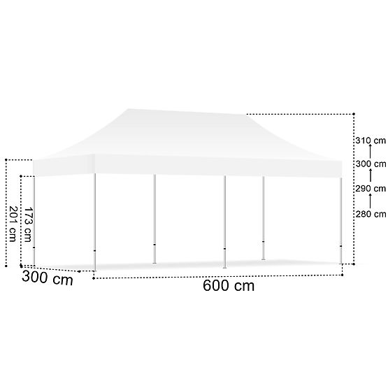 Express Geschäftspavillon - 3x6 m - weiß
